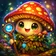 Colorful and expressive cartoon animal avatar, featuring a stylized fox with large expressive eyes and a vibrant patterned co